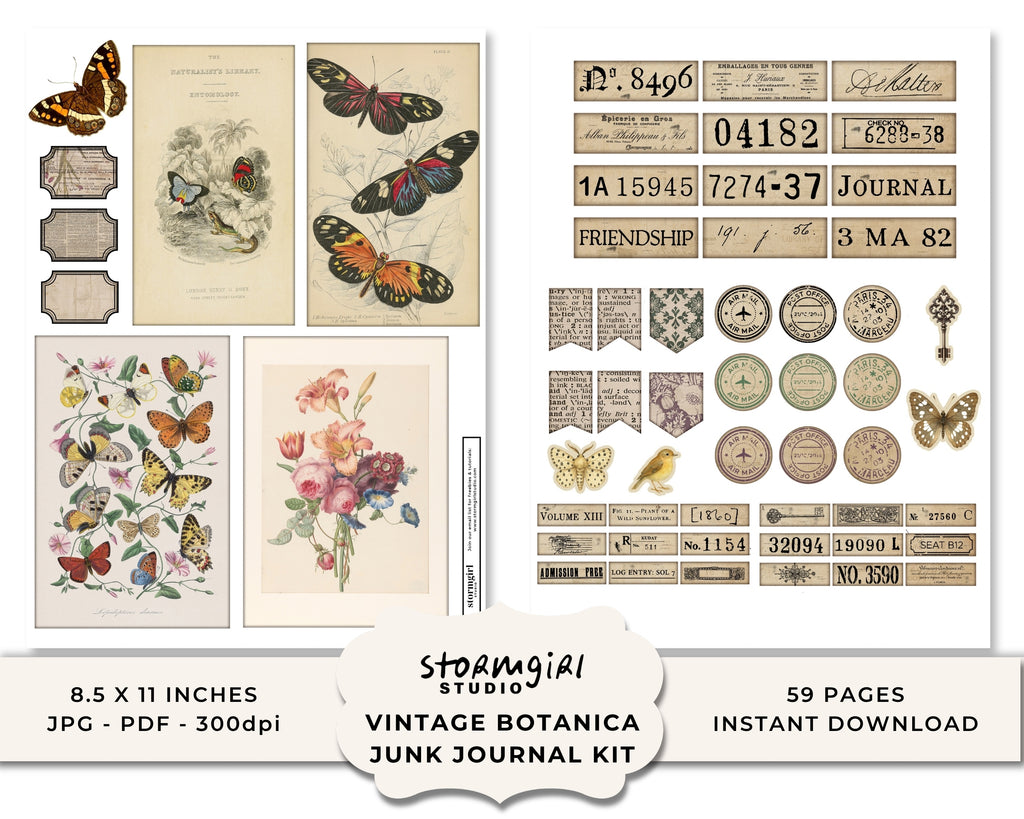 Vintage Botanica Printable Junk Journal Kit