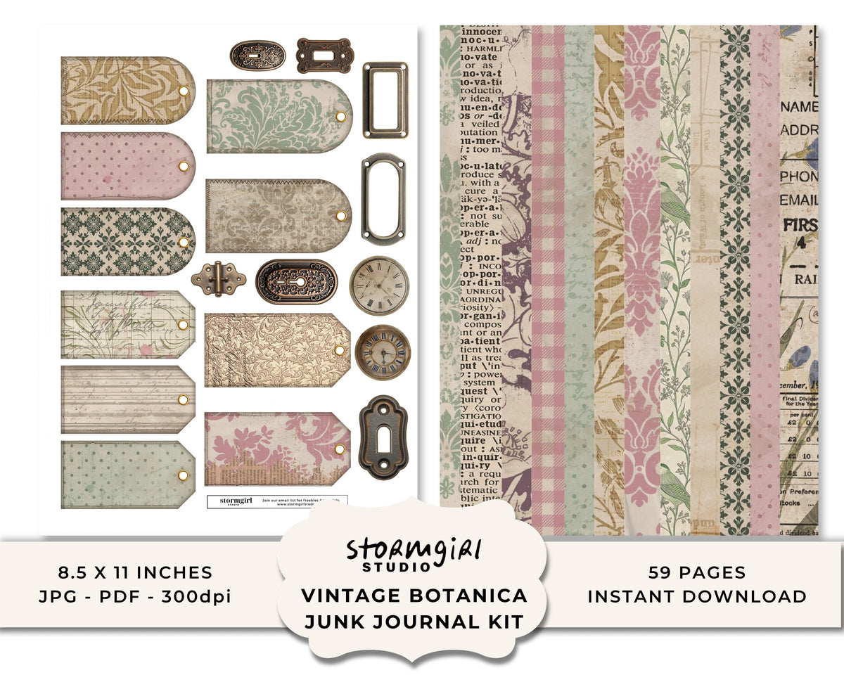 Vintage Botanica Printable Junk Journal Kit
