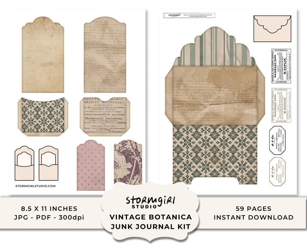 Vintage Botanica Printable Junk Journal Kit
