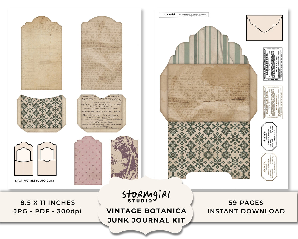 Vintage Botanica Printable Junk Journal Kit