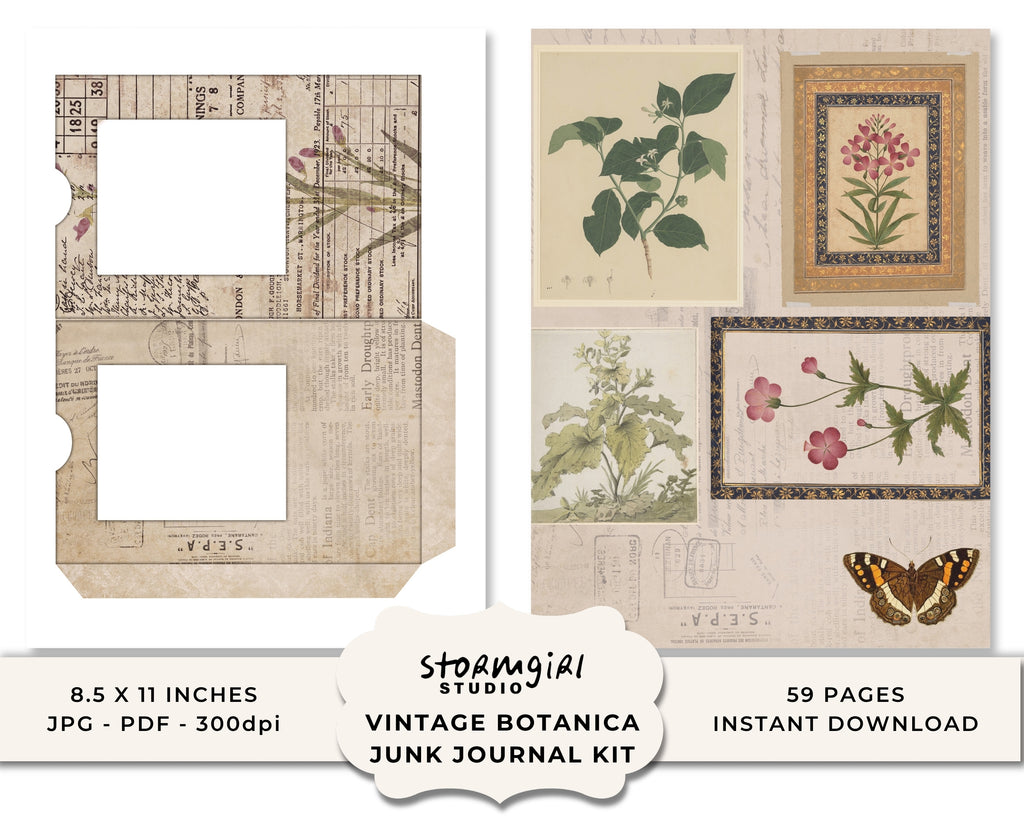 Vintage Botanica Printable Junk Journal Kit