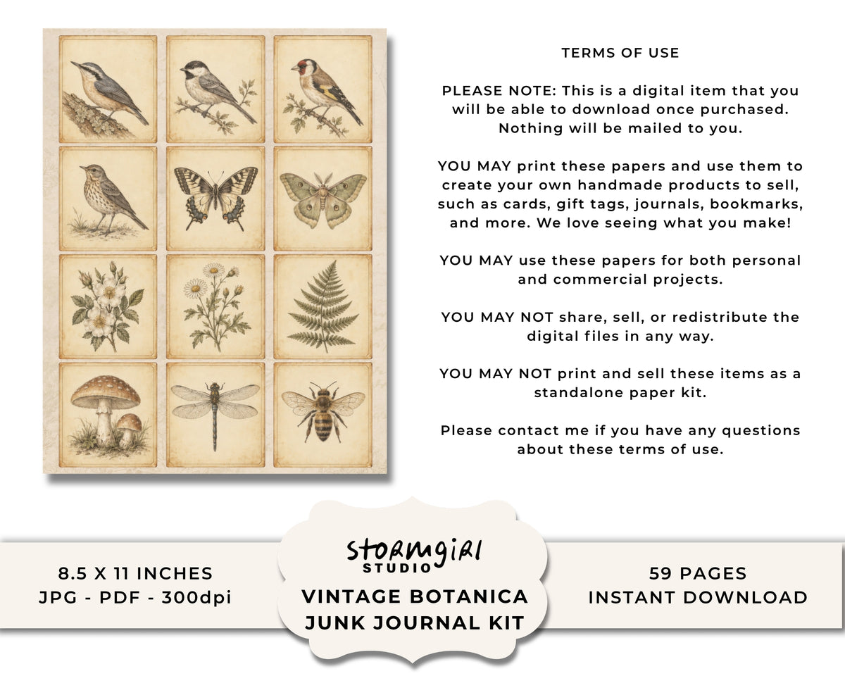 Vintage Botanica Printable Junk Journal Kit