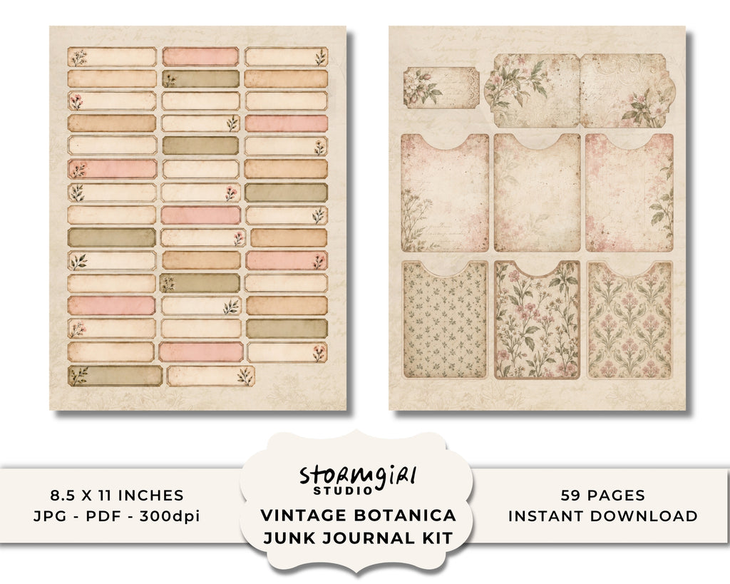 Vintage Botanica Printable Junk Journal Kit