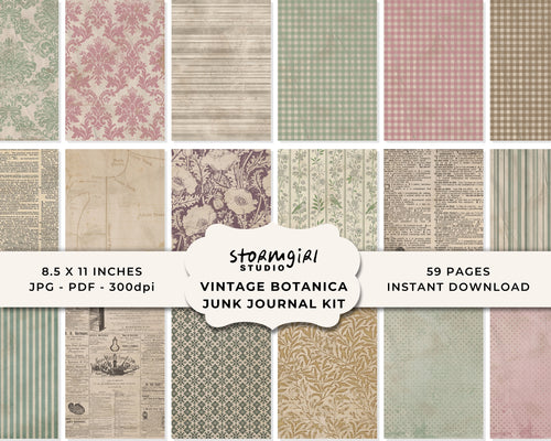 Vintage Botanica Printable Junk Journal Kit