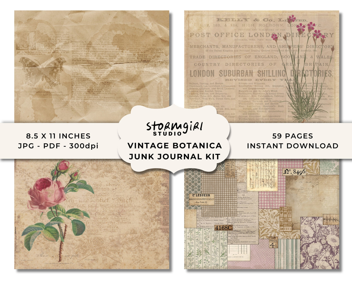 Vintage Botanica Printable Junk Journal Kit