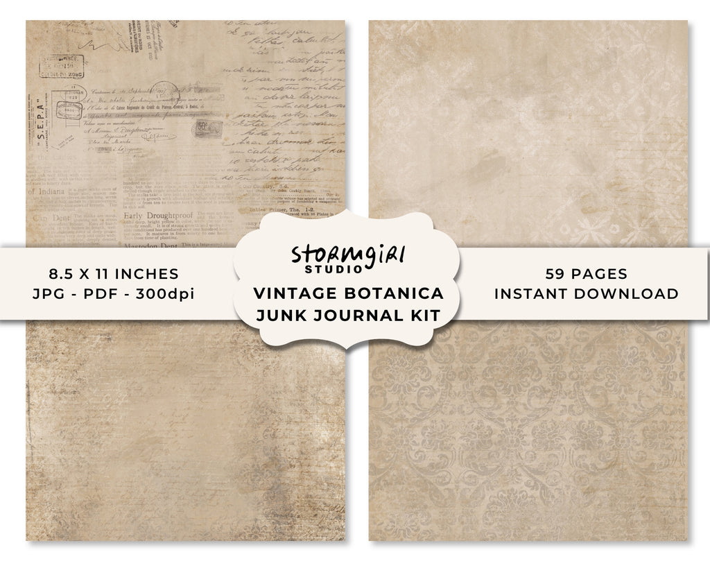 Vintage Botanica Printable Junk Journal Kit
